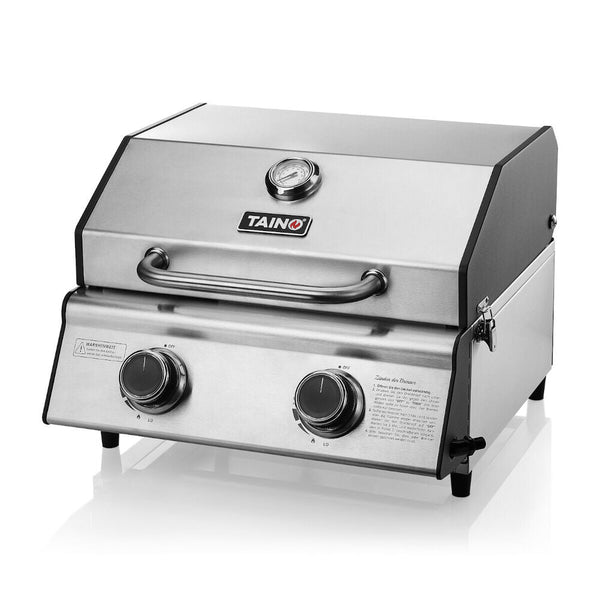 TAINO COMPACT 2.0 S Tischgrill 2 Brenner Gasgrill Edelstahl Kompakt Camping BBQ