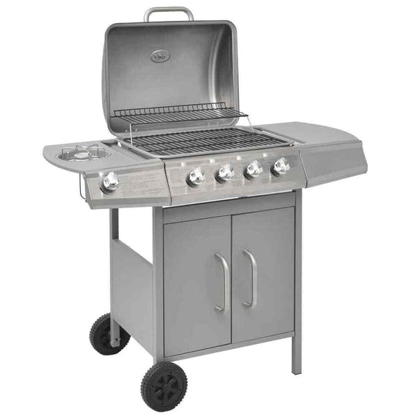 Gasgrill Grill BBQ 4+1 Brenner Silbern